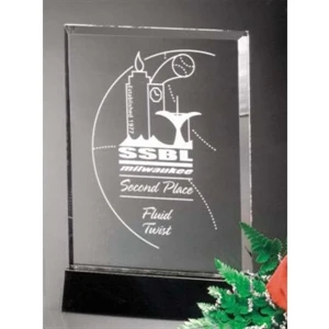 Sable Gallery Cavalcade - 5" X 7" X 1 1/2" - Rectangle Optical Crystal Award With Black Glass Base