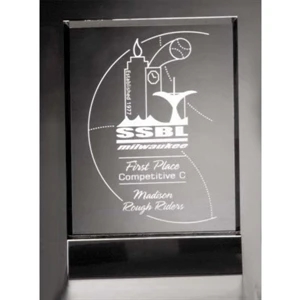 Sable Gallery Cavalcade - 6" X 8 1/2" X 2" - Rectangle Optical Crystal Award With Black Glass Base