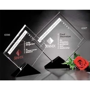 Sable Gallery Cavalcade - 8" X 8 1/2" X 1 1/2" - Square Optical Crystal Award With Black Glass Base