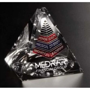 Pristine Gallery Stockton - 3" X 3" X 3" - Award Made Of Optical Crystal And Bottom Pyramid Is Concave