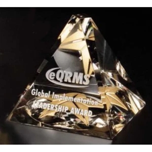 Pristine Gallery Stockton - 4" X 4" X 4" - Award Made Of Optical Crystal And Bottom Pyramid Is Concave