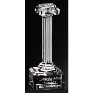 Pristine Gallery Ionic Column - 3" X 8" X 3" - Optical Crystal Column Award