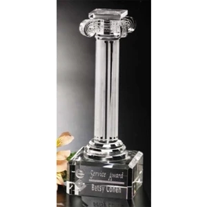 Pristine Gallery Ionic Column - 3 3/8" X 9" X 3 3/8" - Optical Crystal Column Award