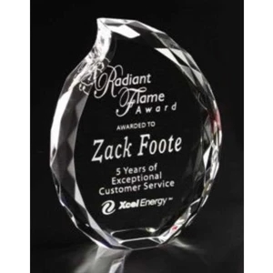 Lambent Pristine Gallery - 4 1/2" X 6" X 1 1/4" - Optical Crystal Flame Shape Award In A Black Gift Box