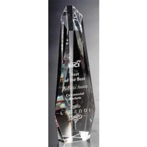 Encore Tower Pristine Gallery - 3" X 9 1/2" X 1 1/2" - Award Made Of Optical Crystal