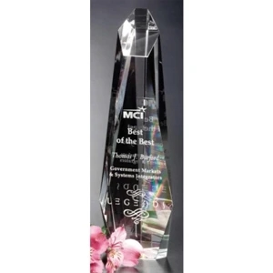 Encore Tower Pristine Gallery - 3 1/4" X 10 3/4" X 1 3/4" - Award Made Of Optical Crystal