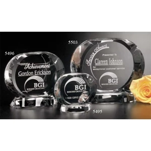 Harmony Oval Pristine Gallery - 6" X 5" X 2 1/2" - Award Made Of Optical Crystal