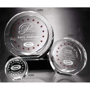 Atwater Circle Pristine Gallery - 6" X 1 1/4" - Circle Award Made Of Optical Crystal
