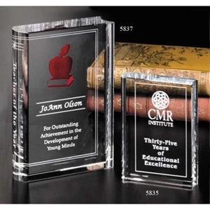 Chronical Book Pristine Gallery - 3 3/4" X 5" X 1" - Award Made Of Optical Crystal And Shaped Like A Book
