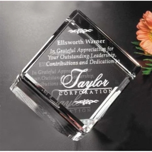 Clipped Cube Pristine Gallery - 3" X 3" X 3" - Cube Shaped Award Made Of Optical Crystal
