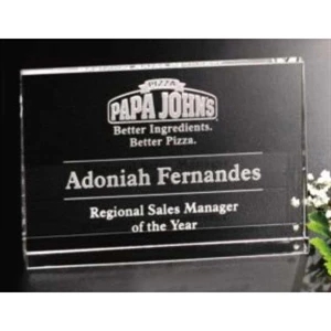 Pristine Gallery - 6" X 4" X 1 1/8" - Horizontal Wedge Award Made Of Optical Crystal
