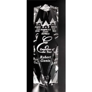 Victory Tower Pristine Gallery - 2 1/2" X 8" X 2 1/2" - Award Made Of Optical Crystal