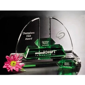 Goal Setter - Optical Crystal Award With Captivating Emerald Green Crystal, 8"w X 5 3/4"h X 4"d
