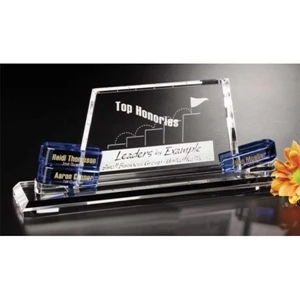 Alameda Goal Setter - Blue/optical Crystal Award, 9 1/2"w X 4"h X 2"d Will Hold Up To Six Blocks