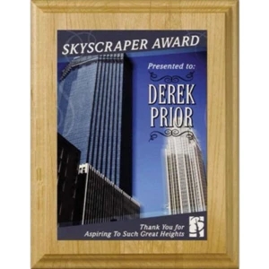 Wall Plaque Gallery - 7" X 9" - Plaque With Alder Wood Natural Finish And Sublimated Plate