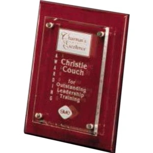 Canterbury Wall Plaque Gallery - 7" X 9" - Rosewood Plaque With A Starfire Crystal Plate