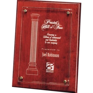 Canterbury Wall Plaque Gallery - 9" X 12" - Rosewood Plaque With A Starfire Crystal Plate