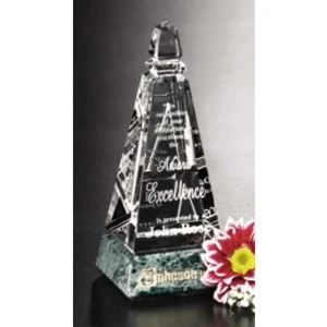 Verde Gallery Virden Peak - Peak Award Made Of Green Marble And Optical Crystal, 2 1/2" X 6 1/4" X 2 1/2"