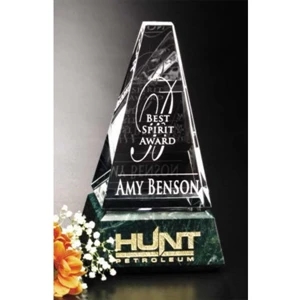 Verde Gallery Varnell Peak - Peak Award Made Of Green Marble And Optical Crystal, 4" X 7" X 2 3/4"