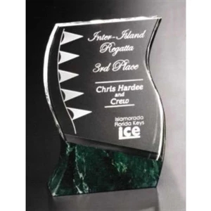 Verde Gallery Rio Verde - 3 3/4" X 6" X 1 1/2" - Award Made Of Green Marble And Optical Crystal
