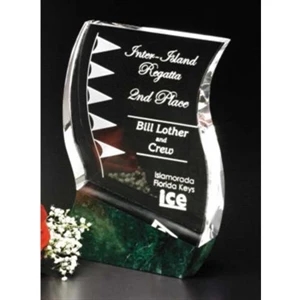Verde Gallery Rio Verde - 4 1/2" X 7" X 1 1/2" - Award Made Of Green Marble And Optical Crystal