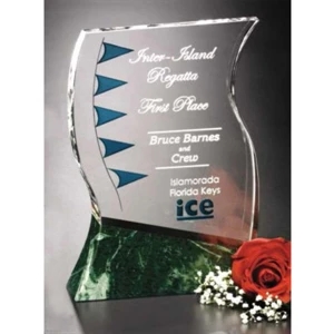 Verde Gallery Rio Verde - 8 1/2" X 10 1/2" X 3 1/2" - Award Made Of Green Marble And Optical Crystal