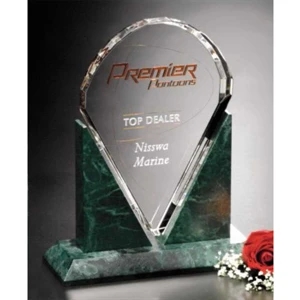 Verde Gallery Valdez - Award Made Of Green Marble And Optical Crystal, 8 1/2" X 10 1/2" X 3 1/2"