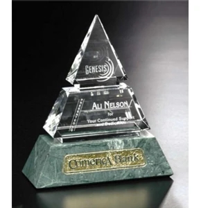 Verde Gallery Vandalia - 7" X 8" X 3" - Pyramid Shaped Award Made Of Marble And Crystal