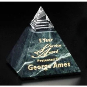Verde Gallery Vernita Peak - 3" X 3 1/4" X 3" - Peak Award Made Of Green Marble And Optical Crystal