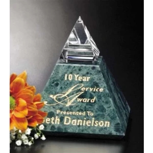 Verde Gallery Vernita Peak - 3 1/2" X 4" X 3 1/2" - Peak Award Made Of Green Marble And Optical Crystal