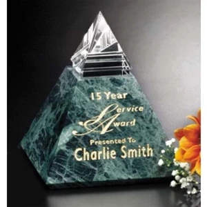 Verde Gallery Vernita Peak - 4" X 4 1/2" X 4" - Peak Award Made Of Green Marble And Optical Crystal