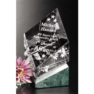 Verde Gallery Vicksburg - 3 1/4" X 4 1/2" X 3 1/4" - Award Made Of Green Marble And Optical Crystal