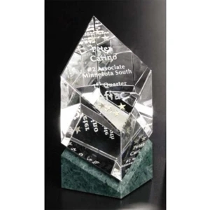 Verde Gallery Vicksburg - 3 1/4" X 5 1/2" X 3 1/4" - Award Made Of Green Marble And Optical Crystal