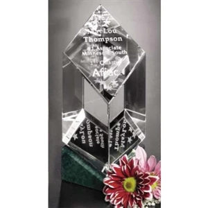 Verde Gallery Vicksburg - 3 1/4" X 6 1/2" X 3 1/4" - Award Made Of Green Marble And Optical Crystal