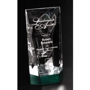 Verde Gallery Valera - 3 3/4" X 8" X 3" - Optical Crystal Award With Green Marble Base