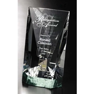 Verde Gallery Valera - 5" X 9" X 3 1/4" - Optical Crystal Award With Green Marble Base