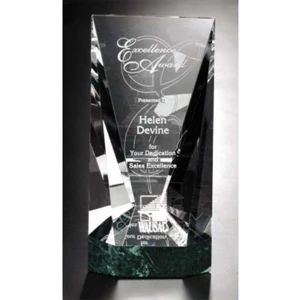 Verde Gallery Valera - 5" X 10" X 4 3/4" - Optical Crystal Award With Green Marble Base