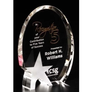 Star Gallery - 5 3/4" X 7 1/2" X 1 1/4" - Award Made From Optical Crystal