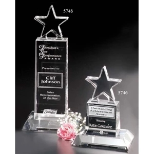 Champion Pedestal Star Star Gallery - 4 1/2" X 6" X 3" - Optical Crystal Star Award