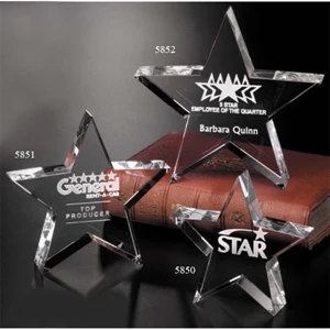 Tapered Star Star Gallery - 6" X 6" X 1" - Star Shape Optical Crystal Award