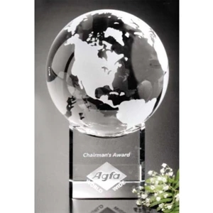Stratus Globe Global Gallery - 4" - Globe Award Made Of Optical Crystal