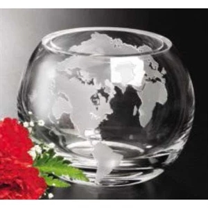 Windermere Global Global Gallery - 5" X 4 1/2" - Hand Blown Crystal Global Bowl Award