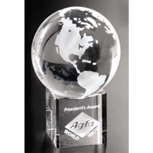 Stratus Globe Global Gallery - 3 1/8" - Globe Award Made Of Optical Crystal
