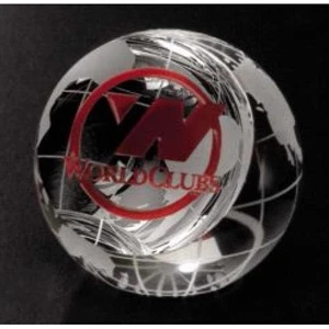 Global Gallery - 2 3/8" X 2 3/8" - Clipped Globe Paperweight Made Of Optical Crystal