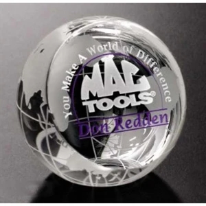 Global Gallery - 3 1/8" X 3 1/8" - Clipped Globe Paperweight Made Of Optical Crystal