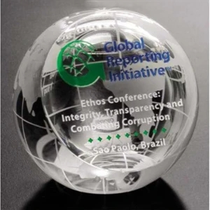 Global Gallery - 4" X 3 7/8" - Clipped Globe Paperweight Made Of Optical Crystal