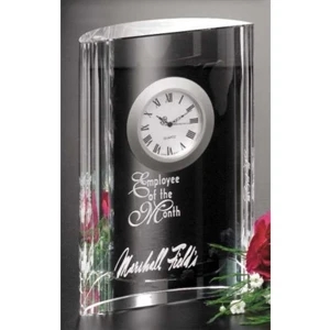 Greenwich Clock Gallery - 4 1/4" X 6" X 1 1/2" - Optical Crystal Award With Clock