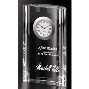 Greenwich Clock Gallery - 4 1/4" X 7" X 1 1/2" - Optical Crystal Award With Clock