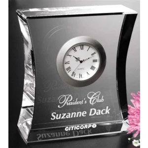 Expectation Clock Gallery - Optical Crystal Award With Clock 4 1/2" X 5 1/4" X 1 3/4"
