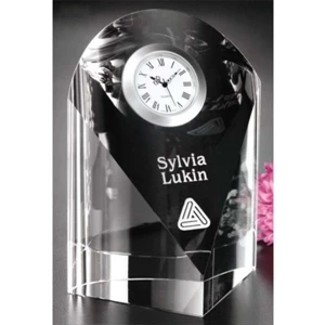 Eternity Clock Gallery - Optical Crystal Award With Clock 4" X 5 1/2" X 3"